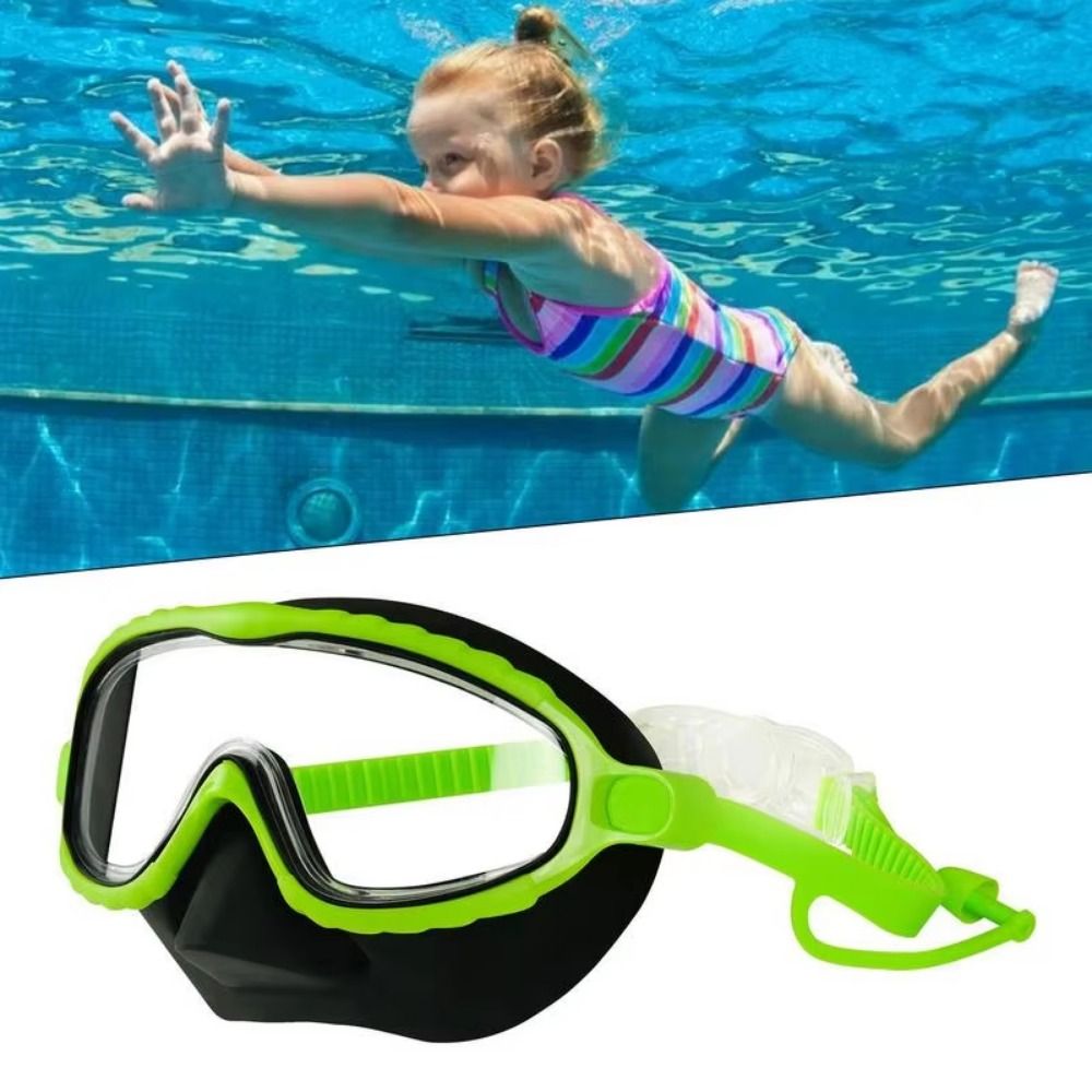 Kids Anti Fog Swim Goggles with Nose Cover Wide View Panoramic Diving Mask for Toddlers