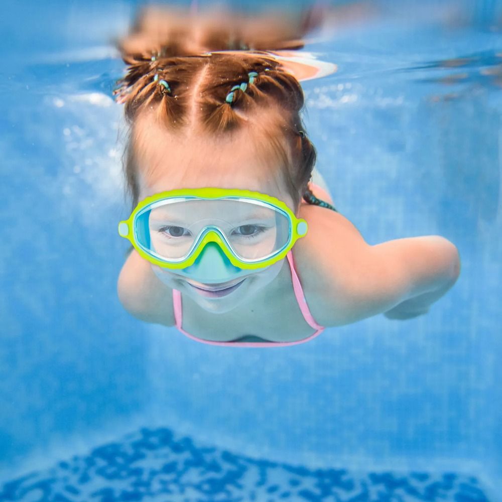 Kids Anti Fog Swim Goggles with Nose Cover Wide View Panoramic Diving Mask for Toddlers