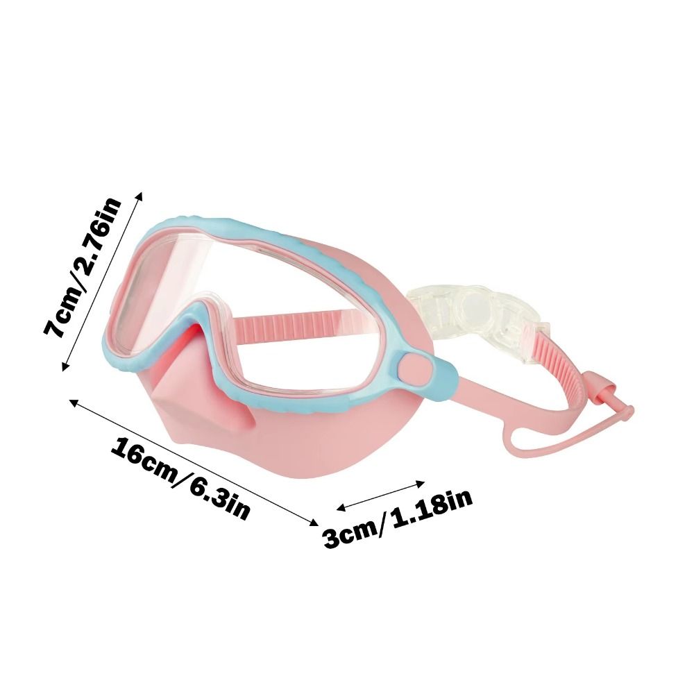 Kids Anti Fog Swim Goggles with Nose Cover Wide View Panoramic Diving Mask for Toddlers
