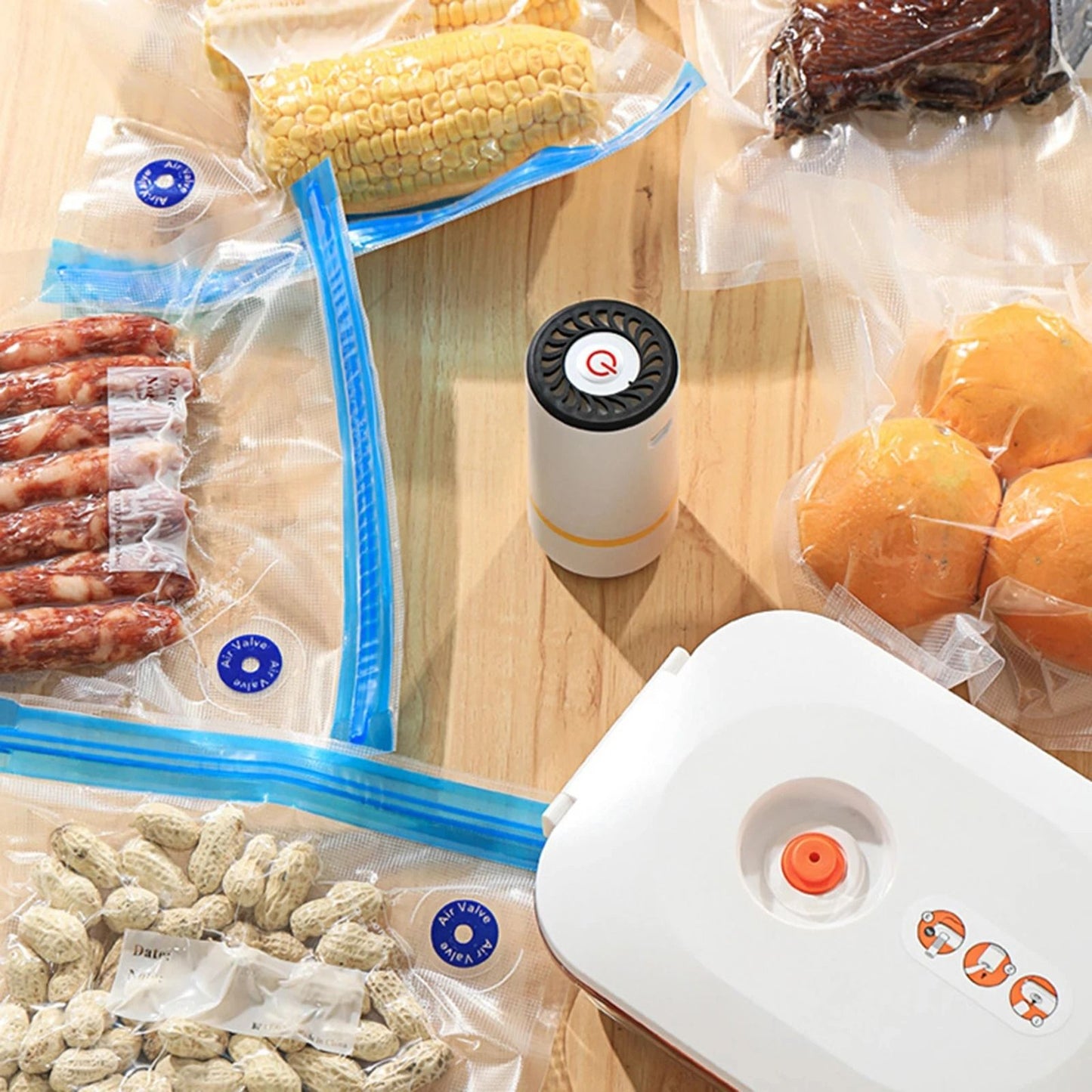 Reusable Vacuum Food Storage Bag Set – USB Electric Pump Sealing System – Eco-Friendly BPA-Free Zipper Bags for Sous Vid