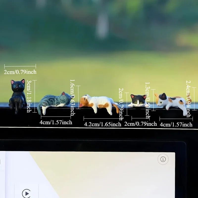 Kawaii Cat Monitor Edge Figurine Set