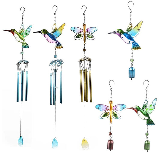 Hummingbird Dragonfly Wind Chime Decor