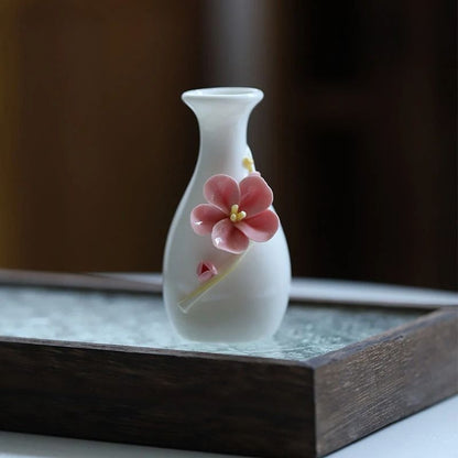 Ceramic Mini Vase Toothpick Holder Jar Chinese Style Cotton Swab Storage Decor