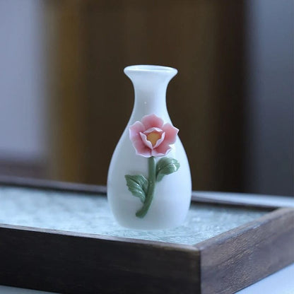 Ceramic Mini Vase Toothpick Holder Jar Chinese Style Cotton Swab Storage Decor