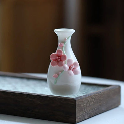 Ceramic Mini Vase Toothpick Holder Jar Chinese Style Cotton Swab Storage Decor