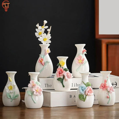 Ceramic Mini Vase Toothpick Holder Jar Chinese Style Cotton Swab Storage Decor