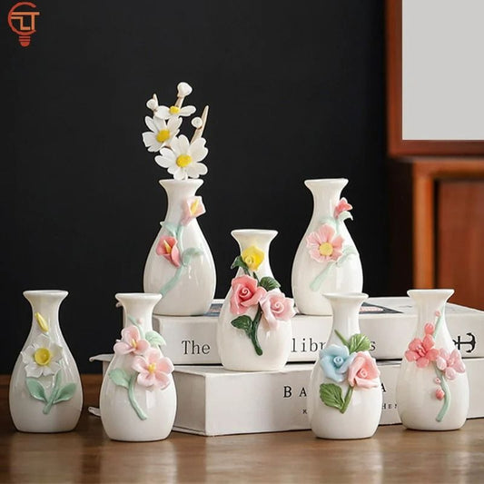 Ceramic Mini Vase Toothpick Holder Jar Chinese Style Cotton Swab Storage Decor