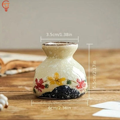 Ceramic Mini Vase Toothpick Holder Jar Chinese Style Cotton Swab Storage Decor