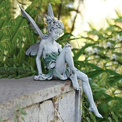Flute Angel Garden Fairy Statue – Elegant Outdoor Angel Sculpture for Serene Yard Decor