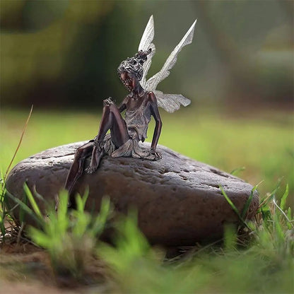 Flute Angel Garden Fairy Statue – Elegant Outdoor Angel Sculpture for Serene Yard Decor