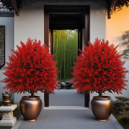 Red artificial garden stake flowers for Outdoor Planters and Porch Decor