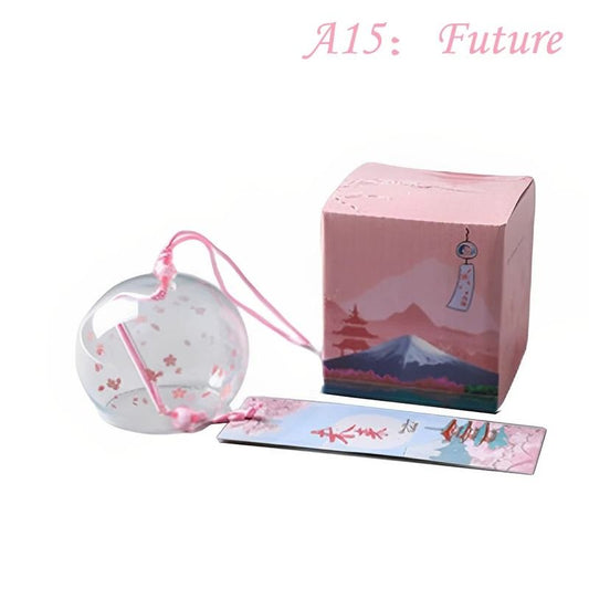 Japanese Wind Chime Glass Furin Bell with Sakura Design for Peaceful Home Decor