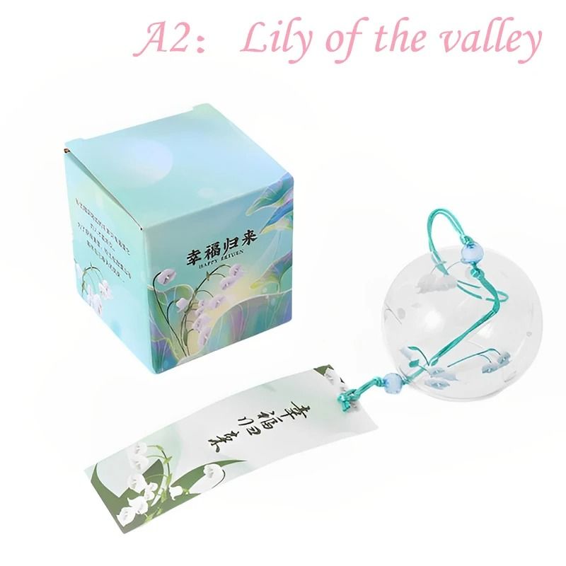 Japanese Wind Chime Glass Furin Bell with Sakura Design for Peaceful Home Decor