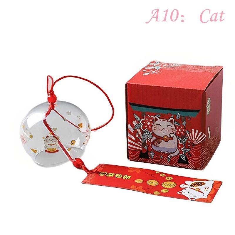 Japanese Wind Chime Glass Furin Bell with Sakura Design for Peaceful Home Decor