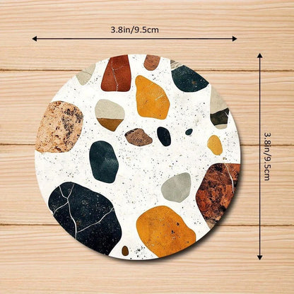 Stone Pattern Wooden Coasters Set – 6pcs Heat Resistant Coffee Cup Table Protection Mats