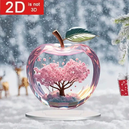 Cherry Blossom Apple Acrylic Desktop Ornament for Home Office Decor