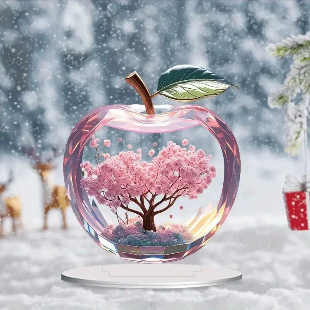 Cherry Blossom Apple Acrylic Desktop Ornament for Home Office Decor