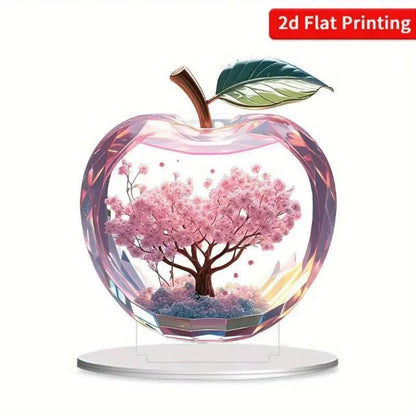 Cherry Blossom Apple Acrylic Desktop Ornament for Home Office Decor