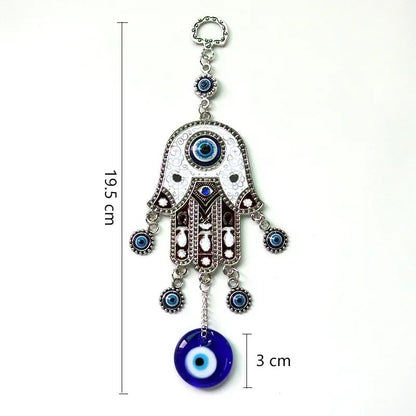 Geometric Fatima Hand Blue Eye Wind Chime Decor