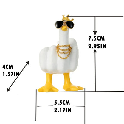 Sassy Duck Middle Finger Statue – Funny Desk Decor with Attitude
