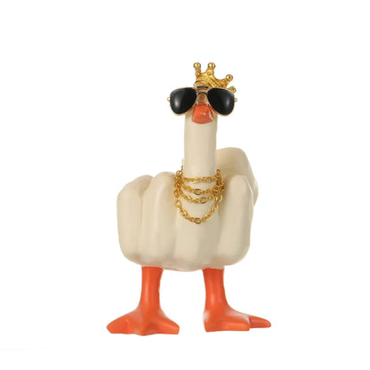 Sassy Duck Middle Finger Statue – Funny Desk Decor with Attitude