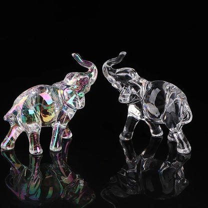 Lucky Crystal Elephant Figurine for Desk and Home Decor