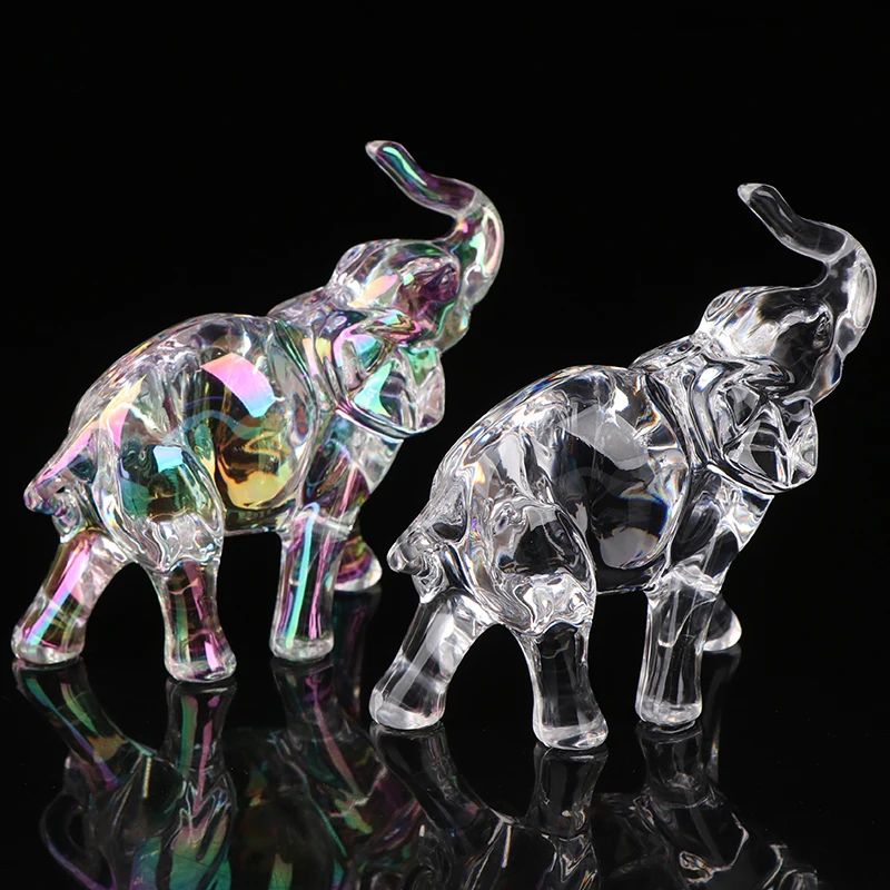 Lucky Crystal Elephant Figurine for Desk and Home Decor