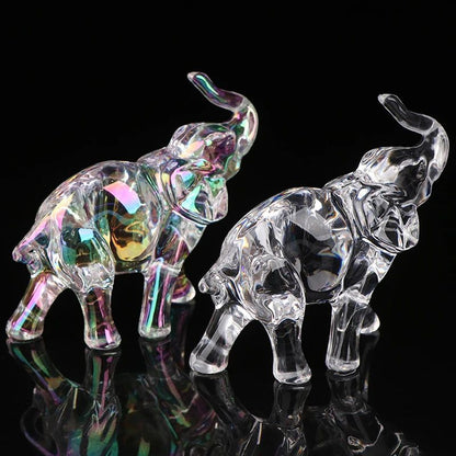 Lucky Crystal Elephant Figurine for Desk and Home Decor