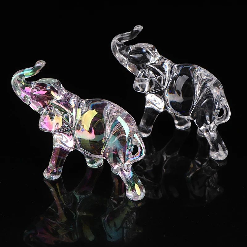 Lucky Crystal Elephant Figurine for Desk and Home Decor