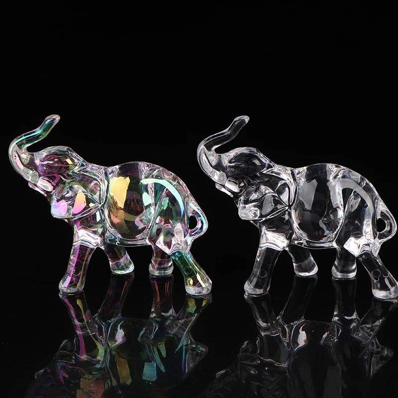 Lucky Crystal Elephant Figurine for Desk and Home Decor