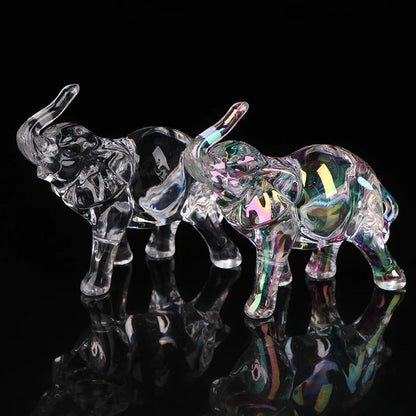 Lucky Crystal Elephant Figurine for Desk and Home Decor