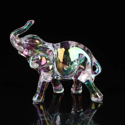 Lucky Crystal Elephant Figurine for Desk and Home Decor