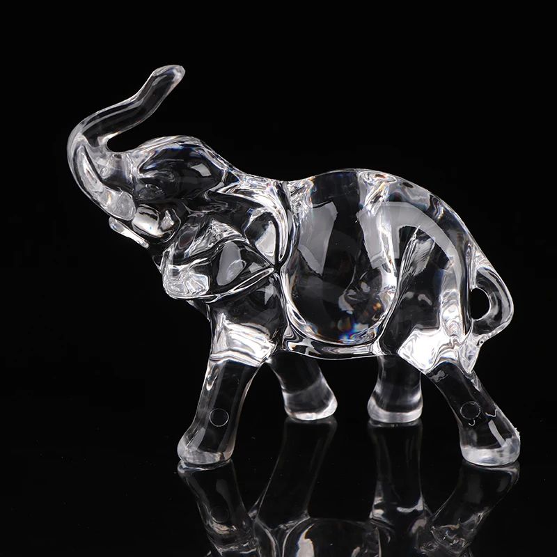 Lucky Crystal Elephant Figurine for Desk and Home Decor
