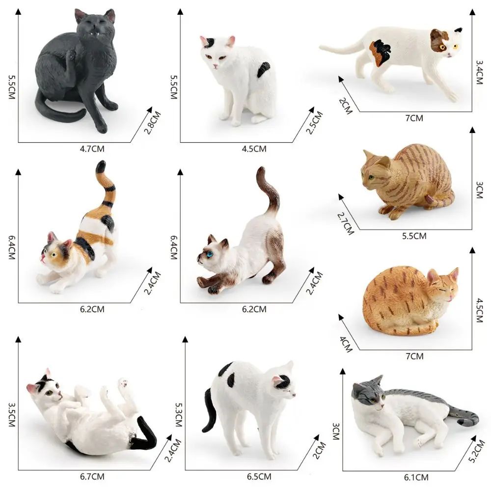 Realistic Sleeping Cat Figurine Mini Ornament Cat Desk Decor for Home Office
