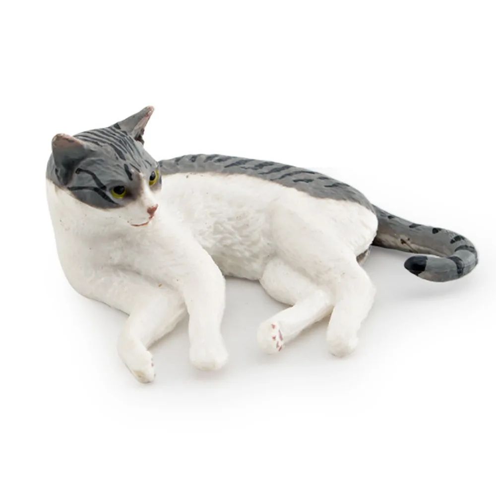 Realistic Sleeping Cat Figurine Mini Ornament Cat Desk Decor for Home Office