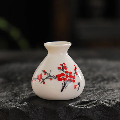 Chinese Style ceramic toothpick holder and cotton swab jar mini retro vase