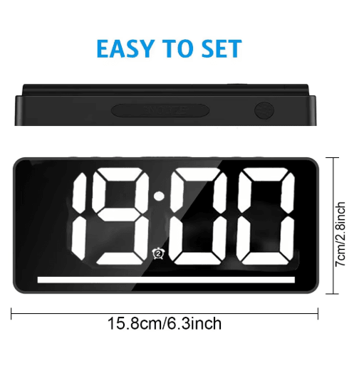 Large Display Digital Alarm Clock LED Desk Clock with Temperature & Night Light