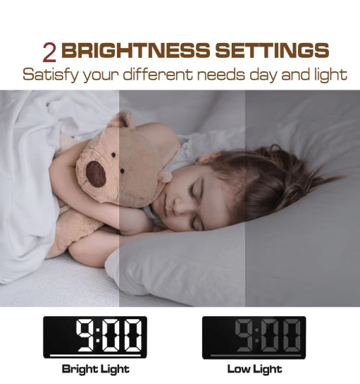 Large Display Digital Alarm Clock LED Desk Clock with Temperature & Night Light