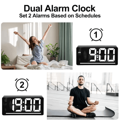 Large Display Digital Alarm Clock LED Desk Clock with Temperature & Night Light