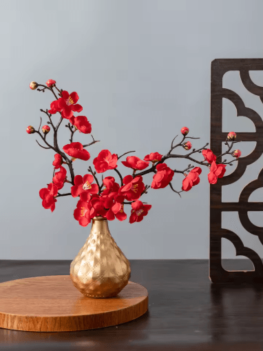 Artificial Plum Blossom Branch Silk Peach Blossom Flowers for Spring & Event Decor