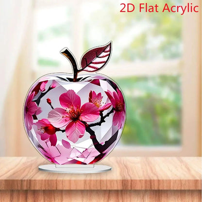 Crystal Apple Figurine Paperweight - Elegant Apple Paperweight Glass Apple Decor for Desk and Home