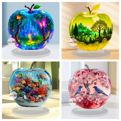 Crystal Apple Figurine Paperweight - Elegant Apple Paperweight Glass Apple Decor for Desk and Home