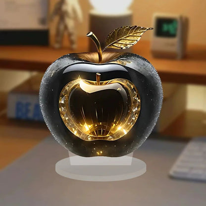 Crystal Apple Figurine Paperweight - Elegant Apple Paperweight Glass Apple Decor for Desk and Home