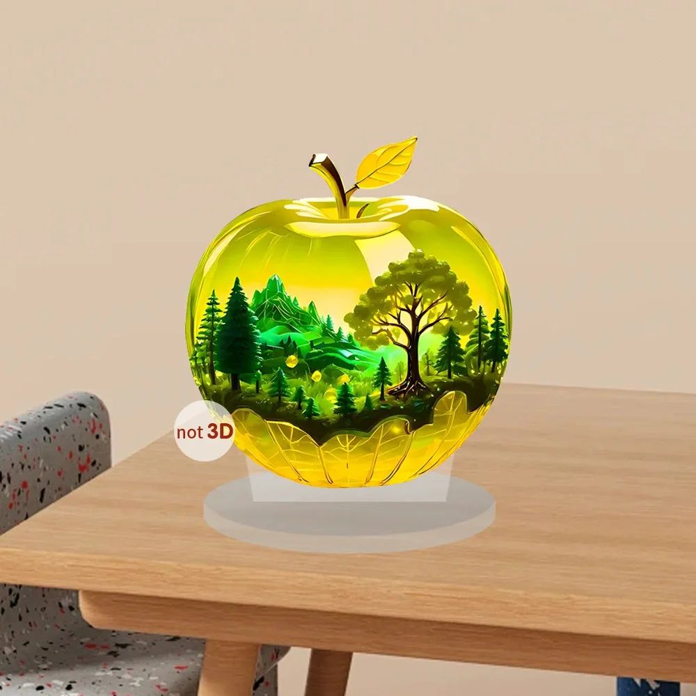 Crystal Apple Figurine Paperweight - Elegant Apple Paperweight Glass Apple Decor for Desk and Home