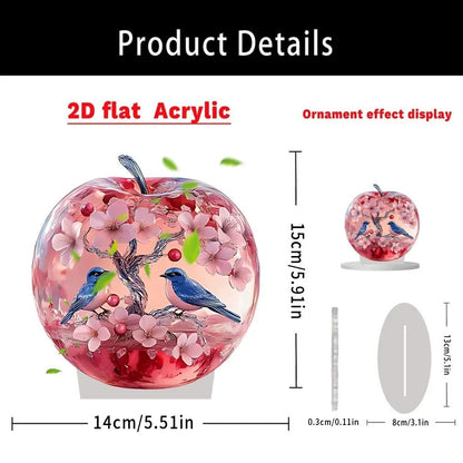 Crystal Apple Figurine Paperweight - Elegant Apple Paperweight Glass Apple Decor for Desk and Home