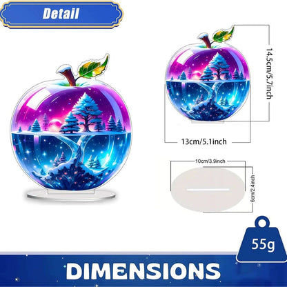 Crystal Apple Figurine Paperweight - Elegant Apple Paperweight Glass Apple Decor for Desk and Home