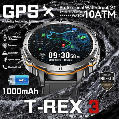 T-Rex 3 Military-Grade AMOLED Smart Watch with GPS, Compass, and Bluetooth Call