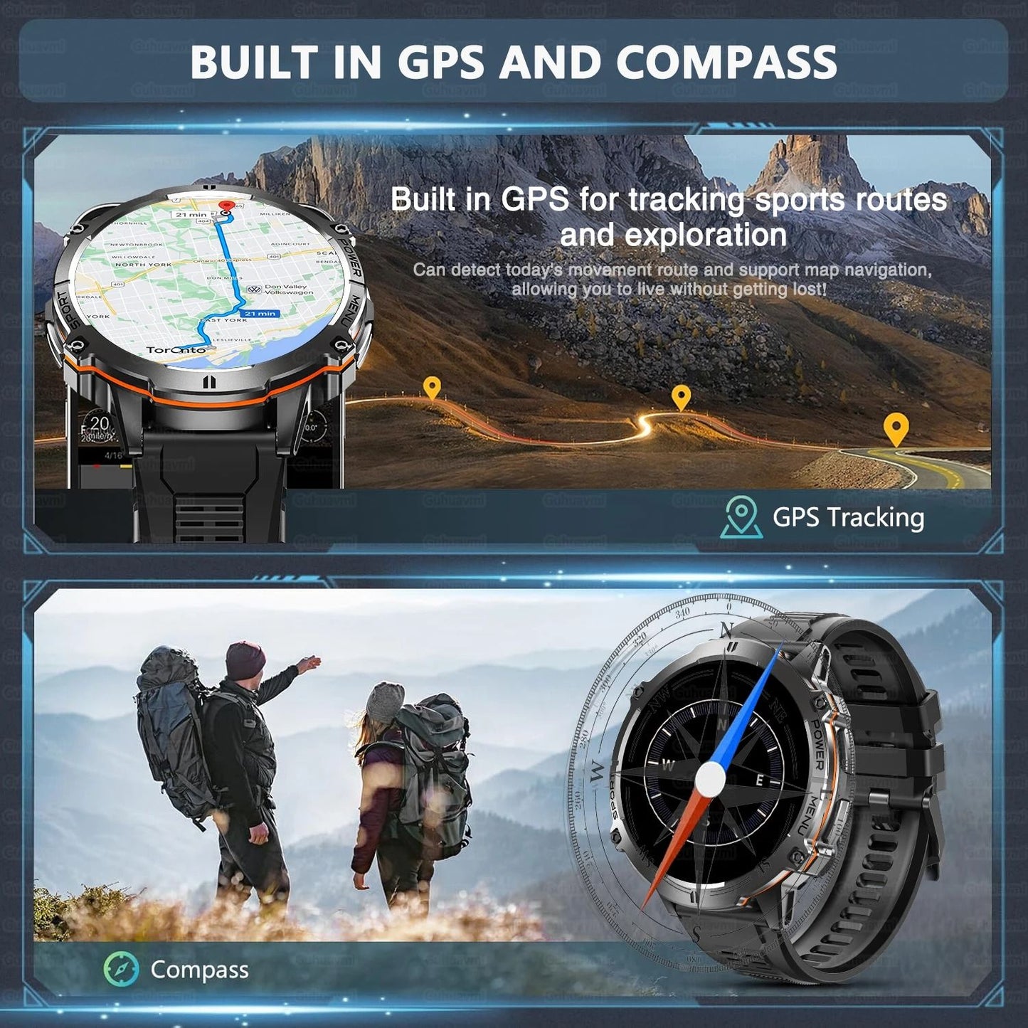 T-Rex 3 Military-Grade AMOLED Smart Watch with GPS, Compass, and Bluetooth Call