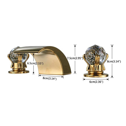 Luxury gold waterfall bathroom faucet with LED Light Hole Widespread Bathroom Sink Faucet