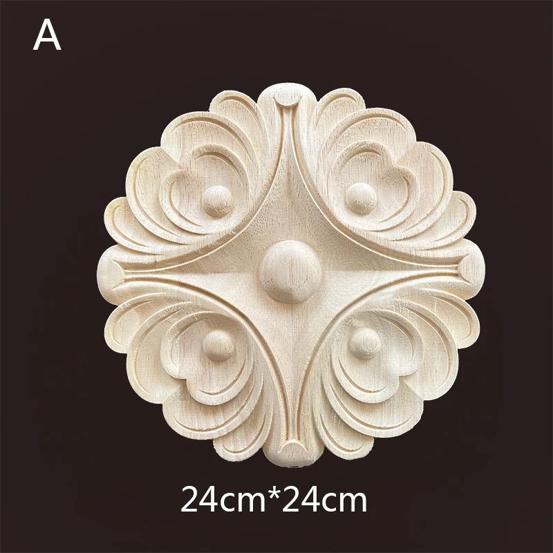 Hand-Carved Wooden Floral Applique – Decorative Furniture Onlay Accent for Doors, Cabinets & Home Decor